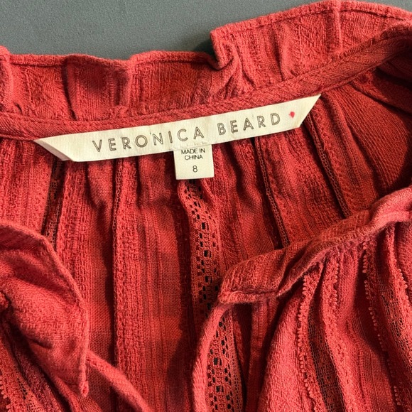 Veronica Beard Kalina Peasant Blouse‎ | Size 8 | Red 100% Cotton Cottagecore Top - Picture 7 of 7